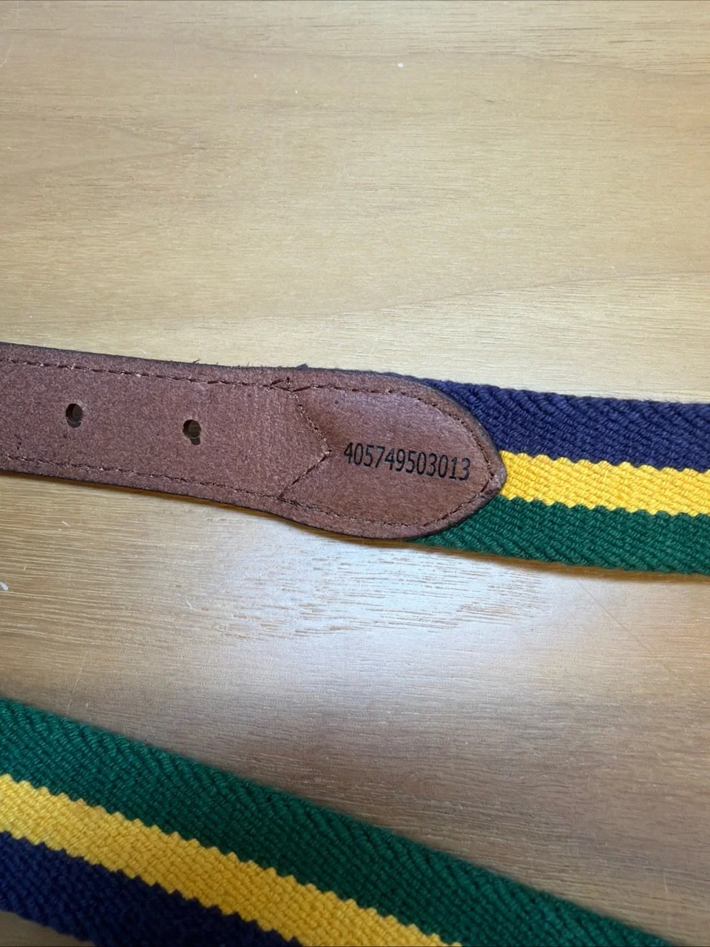 NWT Polo Ralph Lauren Men’s Woven Striped Belt Leather Trim Sz 40 Brass Buckle